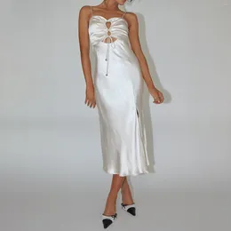 Casual Dresses Hirigin Women Summer Bodycon Maxi Dress Stain Spaghetti Strap Sleeveless Backless Prom Cocktail Wedding Guest