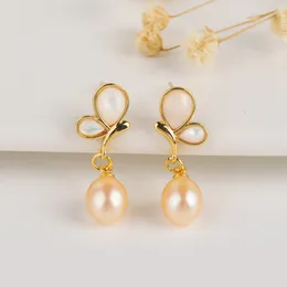 Dangle Earrings 2024 Arrival Pearl Fashion Trendy Water Drop Women Ear-rings Simple Elegant Orange Cute Butterfly Jewellery