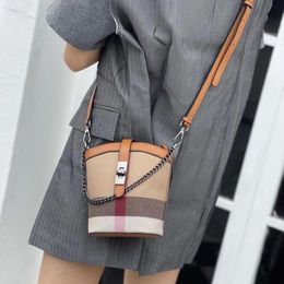 Fashionable Leather Crossbody Small for Women, Trendy 2022 New Cowhide Bucket Mini Phone Bag, Chequered Bag 75% factory direct sales