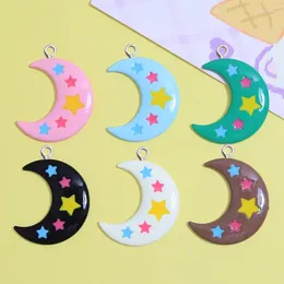 Charms 10Pcs Colour Moon Star Resin For Jewellery Making Couple Earring Keychain Decor Pendant DIY Bracelet Findings