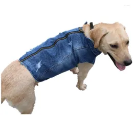 Dog Apparel Pet Clothes Spring Summer Autumn And Winter Pit Bulls Golden Hair Clothing Brushed Denim Waistcoats