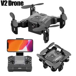 Drones New V2 Mini Drone 4K 1080P Camera HD WiFi FPV Air Pressure Altitude Hold Foldable Professional Quadcopter RC Kids Toy Gift YQ240213