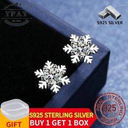 Stud Earrings YPAY 925 Sterling Silver Smooth Snowflake Zircon Simple Sweet Small For Women Wedding Engagement Jewelry