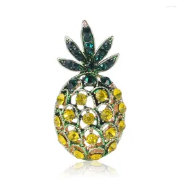 Brooches 2024 Fashion Costume Jewellery Cute Enamel Pin Metal Crystal Rhinestone Pineapple Brooch Brcohe Vintage Fruit For Women