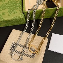 2024 Stainless Steel Chain Designer Necklace Men Gold Sier Jewelry Double Letter Necklaces Couple Gift