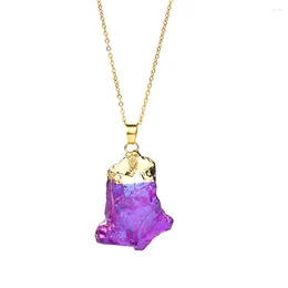 Pendant Necklaces Natural AB Colour Mineral Quartz Crystal Necklace Unique Irregular Stone Luxury Reiki Healing Woman Chakra Jewelry Gift