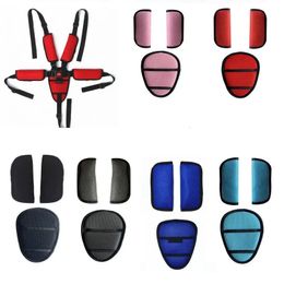 Baby Seat Belt Cover Pads 5 Point Harness Car Seat Shoulder Pads Strap Covers Crotch Pad born Bebe Child Stroller Accessorie 240130