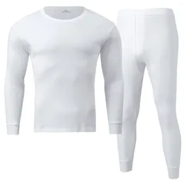 Men's Tracksuits Mens Spring Autumn And Winter Simple Solid Colour Thick Thermal Underwear Set Leggings Bottoming Shirt Clothing Male