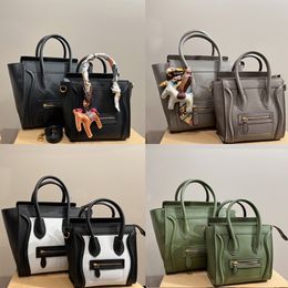 Nano Luggages Drummed Smile Face Handbag Luxury Fashion Tote Leather Casual Crossbody Shoulder Bags Womens Wallet Purse