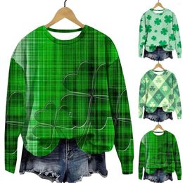 Women's Hoodies Cute Tunic St. Day Long Sleeve Pattern Green Crew Neck Sweatshirt Winter Tops For Women Trendy