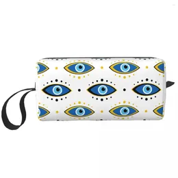 Cosmetic Bags Blue Evil Eye Makeup Bag Pouch Zipper Travel Toiletry Small Storage Purse Men Women