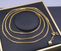 Chains Real Pure 18K Yellow Gold Chain Women 1.2mm Wheat Heart Adjust Necklace 65cm/5.7-5.8g