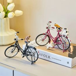 Nordic Home Decor Bicycle Miniature Model Retro Decoration Desk Accessories Living Bedroom Bike Racing Toy for Children 240123