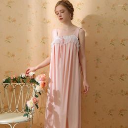 Women's Sleepwear Sweet Lace Cotton Night Dress Women Girl Summer Sleeveless Long Nightgown Kawaii Nightdress Sexy Princess Nightwear