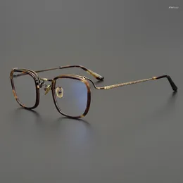 Sunglasses Frames Japanese Collection Clip Up Glasses Men Vintage Retro Flip Eyeglasses Square Quality Pure Titanium Prescription Eyewear