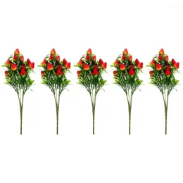 Decorative Flowers 5 Pcs Simulated Strawberry Fake Stems Vases Home Decor Fruit Branches Christmas