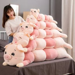 80cm-120cm Funny Piggy Plush Long Pillow Toys Soft Stuffed Cartoon Animal Pig Doll Sofa Bed Sleeping Pillow Cushion Kids Gifts 240123