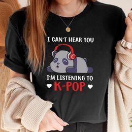 Women's T Shirts I Cant Hear You Am Listening To Kpop Shirt Lover Mom Cute Y2k Top Kawaii Clothes For Women