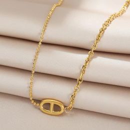 Ny titanstål Färgkonservering halsband med gris näsa barns temperamentkändis tassel, utsökt benben kedja student bästa vän, trendig tjej