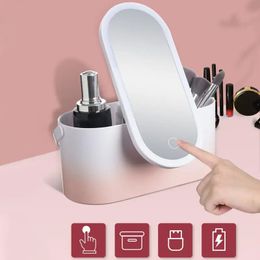 Makeup Train Case Portable Women Travel Make Up Bags Cosmetic Organiser Box With LED Lights Mirror Large Cosmetic Makeup Mirror 240127
