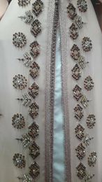 Ethnic Clothing Luxury White Wedding Dress Long Sleeve Kaftan With Belt Embroidered Dubai Caftan Handmade Beaded Zircon Decoration