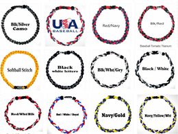 Titanium Sport Accessories 100pcs gift softball Titanium Braided Necklaces 3-rope Baseball Sports Necklace Choker Necklace