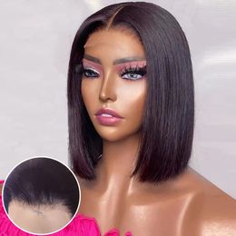 Wear Go Glueless Wig Lace Front Human Hair Wigs For Women 818 Inch Brazilian Straight Short Bob 134 Frontal Real 240127