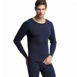 Men's Thermal Underwear Wool Cotton Winter Set Breathable Midweight Base Layer Tops Pants