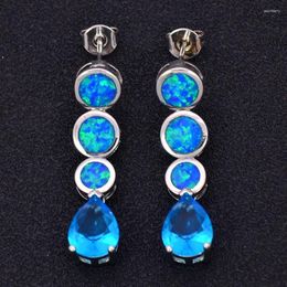 Dangle Earrings Wholesale & Retail Fashion Jewellery Fine Blue/Red Fire Opal Stone Sterling Sliver Drop Errings EF1701313