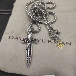 Fashion brand Jewellery necklace Luxury European and American Popular Mens Jewellery Necklace Waves Dagger Amulet in Silver Plating Black Diamonds Pendants