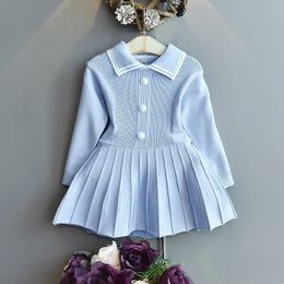 어린이 겨울 스웨터 아기 소녀 니트 드레스 가을 따뜻한 가을 여자 스웨터 드레스 복장 복장 용 유아 여자 옷 2-6y 240129