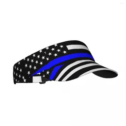 Berets Summer Sun Hat Adjustable Visor UV Protection Top Empty Thin Blue Line Flag United_States Sport Sunscreen Cap