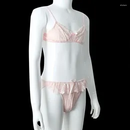 Underpants Lace Sexy Underwear Men's Bralette Gay Bra Top Adjustable For Male Lingerie Crop Tops Briefs