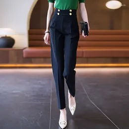 Women's Pants Suit Office Work Wear High Waist Straight Trousers Spring Summer Casual Thin Loose Woman Pant Pantalones Q768