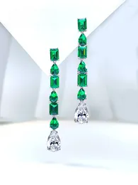 Stud Earrings Fashion Joker Artificial Emerald Water Drop 925 Sterling Silver Inlaid With High Carbon Diamond