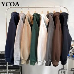Men Sweatshirt Oversized Hoodies Cotton Solid Korean Fashion Harajuku Long Sleeve Tops Pullovers Vintage Y2k Streetwear Clothing 240125
