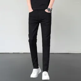 Men's Pants Men Business Style Slim Fit With Elastic Pockets Breathable Fabric For Comfortable All-day Wear
