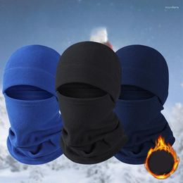 Berets Men Warm Thermal Fleece Balaclava Hat Winter Windproof Hooded Cap Scarf Male Ski Sports Cycling Neck Warmer Beanie