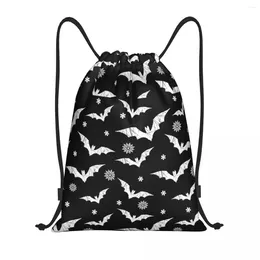 Shopping Bags Creepy Bats Christmas Pattern Drawstring Backpack Sports Gym Bag For Men Women Halloween Goth Occult Witch Training Sackpack