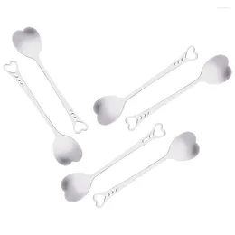 Spoons 6 Pcs Mixing Spoon Stainless Steel Heart Shaped Child Vintage Decor Fruit Restaurant