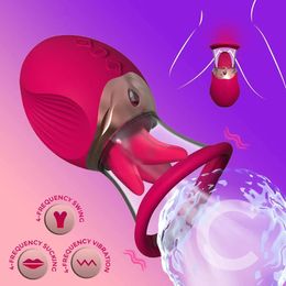 Realistic Tongue Licking Adult Sucking Vibrator Sex Toy 3 in 1 Nipple Clitoral G Spot Stimulator For Women Couples 240129