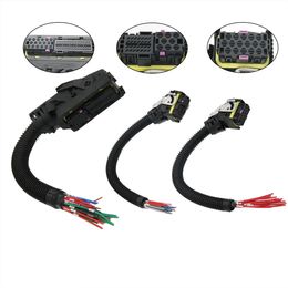 12PDouble headed black connector with corrugated tube, computer plug socket harness, ECU pin, all wires