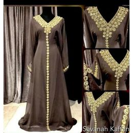 Ethnic Clothing Light Brown Moroccan Dubai Kaftans Farasha Abaya Dress Very Fancy Long Gown Fashion Trends