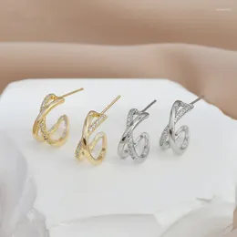 Stud Earrings Fashion Piercing Zircon Cross Earring For Women Girls Trendy Sweet Jewellery Pendientes E741