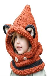 Lovely Fox Ear Winter Windproof Hats Kids caps kids crochet headgear Hats Kids courful Hats Knitted Fashio Trendy Beanie Winter Ov5809210