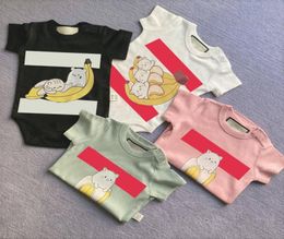 Letter Print Baby Rompers With Bib Cartoon Boys Girls Onesie Kids Clothing Infant Toddler Jumpsuits Romper 4 Colors9833255