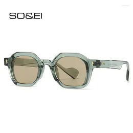 Sunglasses SO&EI Retro Small Square Women Rivets Punk Gradient Shades UV400 Fashion Orange Green Men Trending Sun Glasses