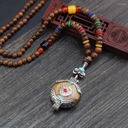 Pendant Necklaces Ethnic Long Chain Elephant Abacus All-match Wooden Bead Necklace Buddhist Jewellery Accessories Women Sweater