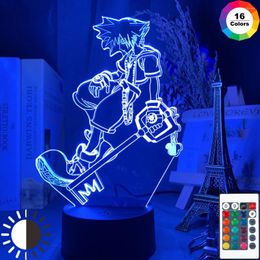 Night Lights Game Kingdom Hearts Sora Keyblade Figure Child Light Led Color Changing Kids Bedroom Decor Nightlight Lamp Bedside