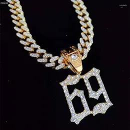 Pendant Necklaces 2024 Men Women Hip Hop 6ix9ine Rapper Necklace Miami Cuban Chain Iced Out Bling HipHop Fashion Jewelry